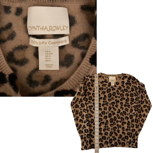 Beautiful Cynthia Rowley 2 Ply Cashmere Leopard Print Sweater, Small, Perfect! - Picture 5 of 7